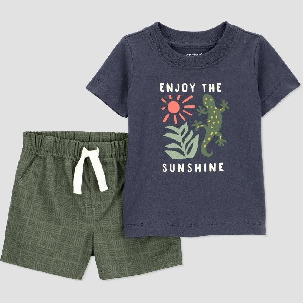Carter's Baby Boys' 2pc Sunshine Set - Newborn Olive Gray